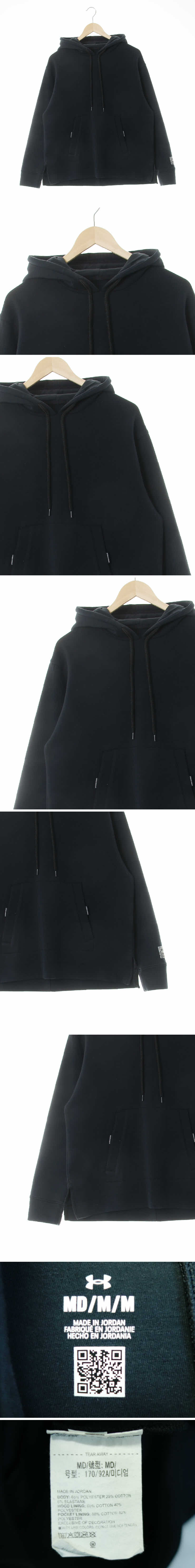 언더아머 백절개루즈후드티 언더아머 블랙 면혼방 백절개루즈후드티