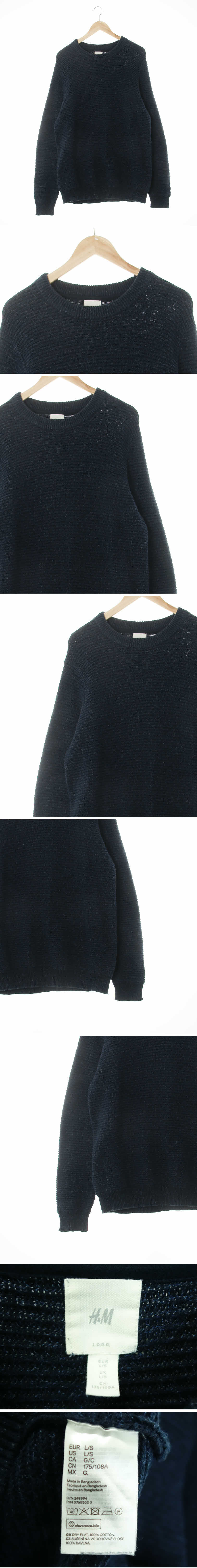 h&m 보카시시보리니트 h&m 네이비 면 보카시시보리니트
