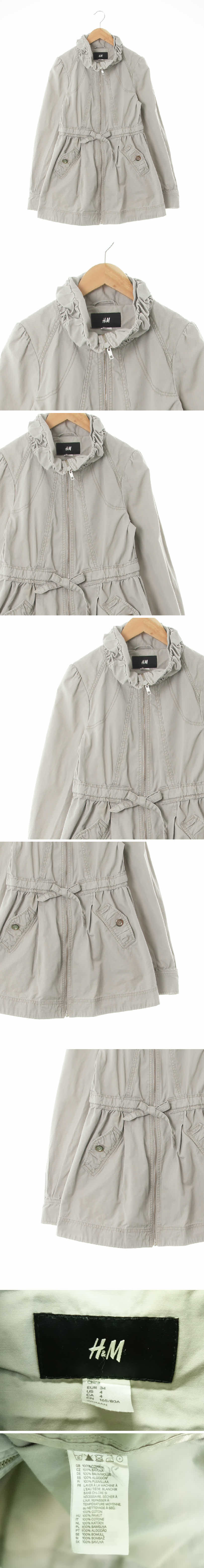 h&m 셔링하이넥집업트렌치코트 h&m 베이지 면 셔링하이넥집업트렌치코트
