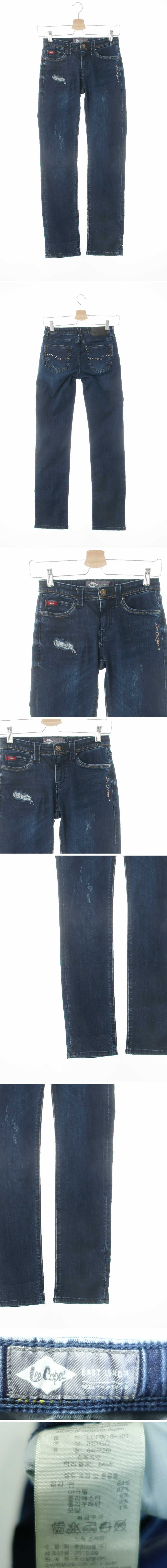 Leecooper 자수로고데미지워시드진 Leecooper 진청 데님 자수로고데미지워시드진