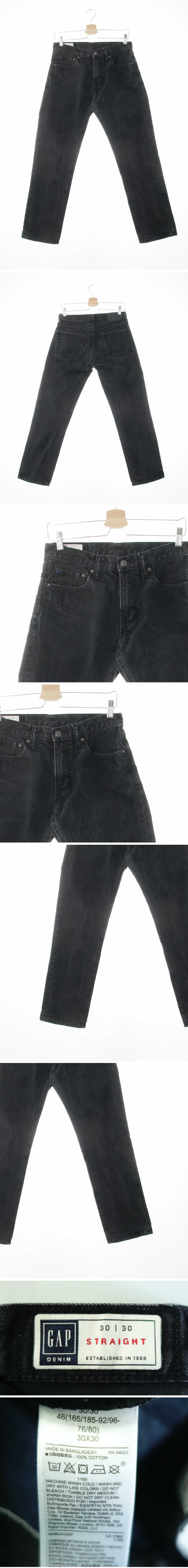 gap 크랙워시드스트레이트진 gap 흑청 데님 크랙워시드스트레이트진