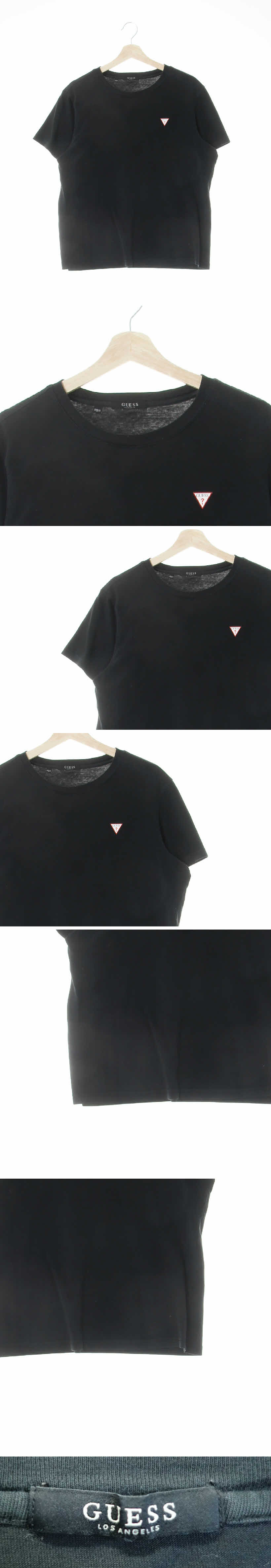 Guess 가슴로고라운드반팔티 Guess 블랙 면혼방 가슴로고라운드반팔티