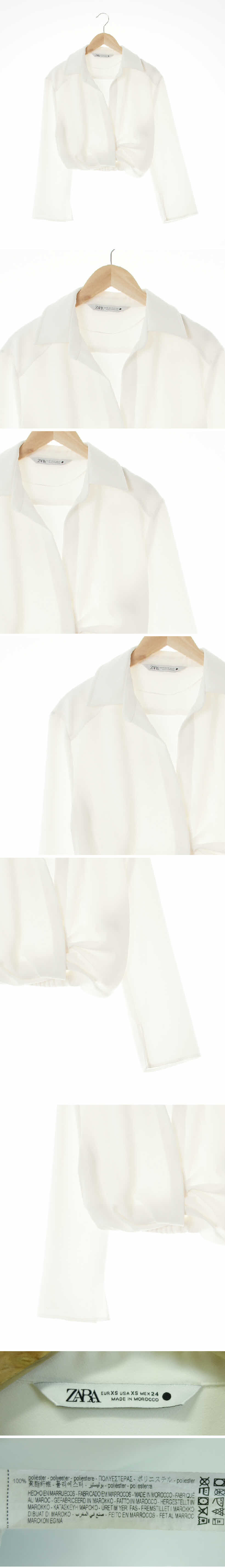 자라 슬릿카라핀턱크롭블라우스 자라 아이보리 슬릿카라핀턱크롭블라우스