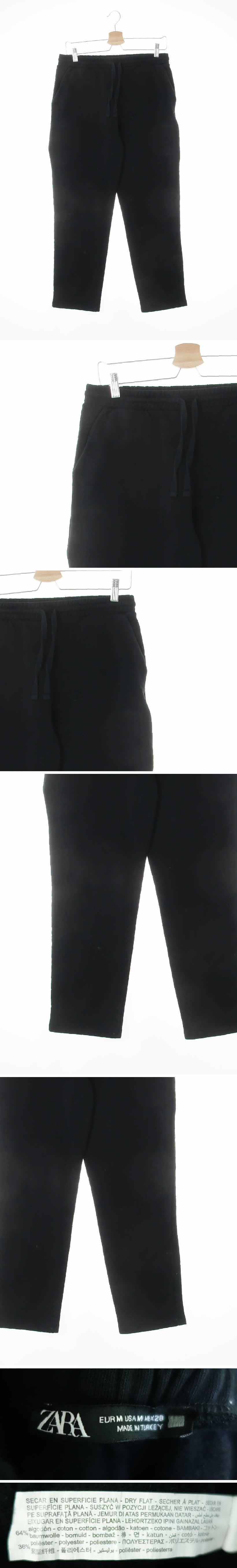 자라 블랙 면혼방 트레이닝슬림핏기모팬츠