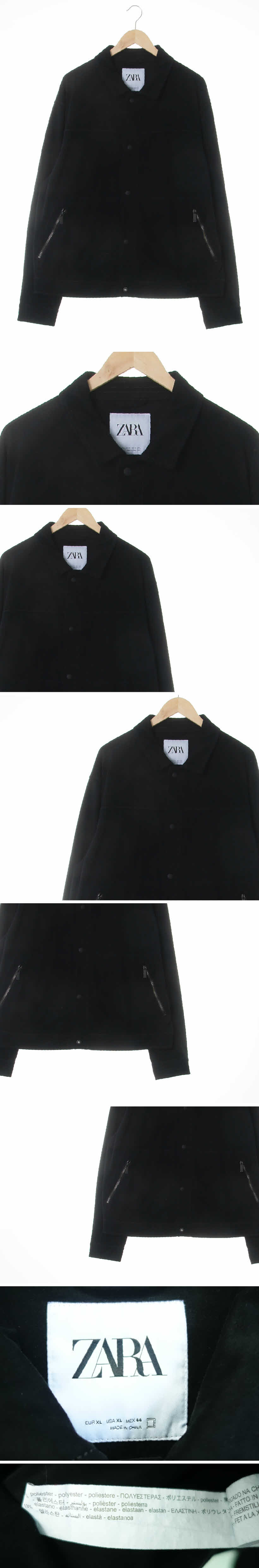 자라 절개스웨이드카라자켓 자라 글로시블랙 절개스웨이드카라자켓