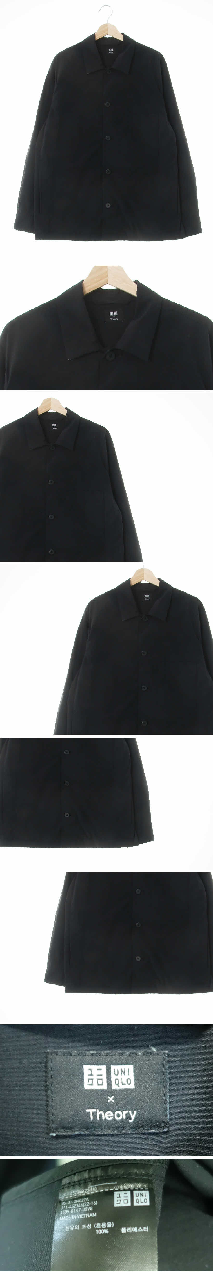 유니클로띠어리 포켓오버핏긴팔셔츠 유니클로띠어리 블랙 포켓오버핏긴팔셔츠