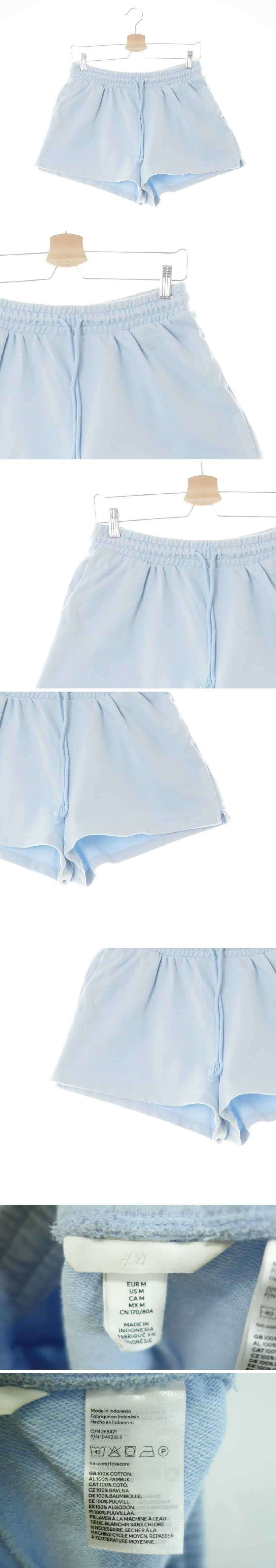 h&m 라이트윈드서퍼블루 면 솔리드밴딩숏팬츠