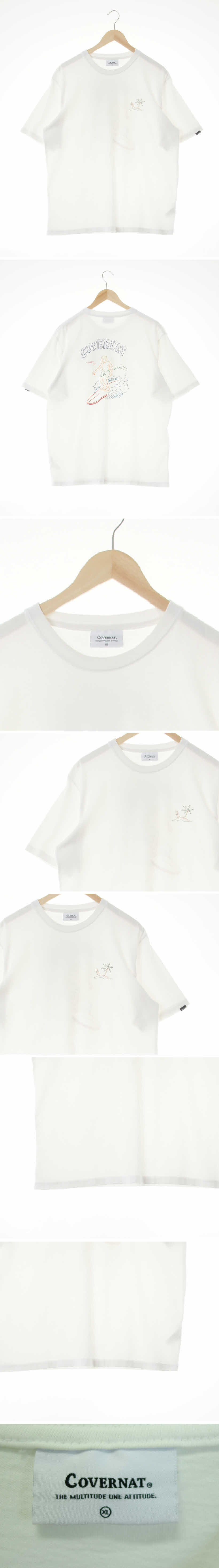 커버낫 야자수로고반팔티 커버낫 화이트 면혼방 야자수로고반팔티