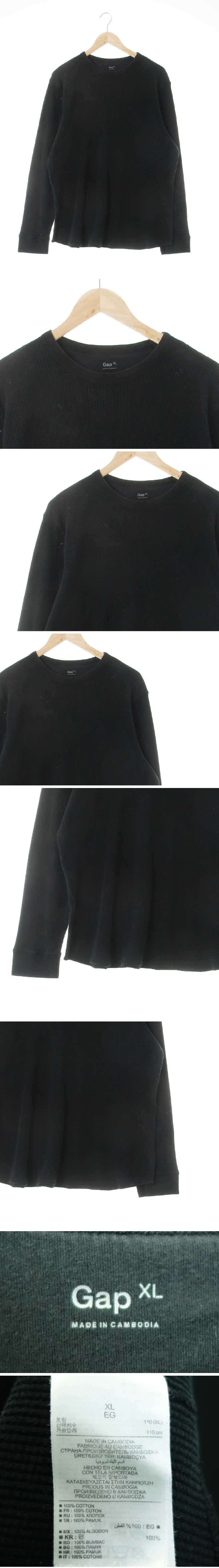 gap 와플크루넥긴팔티 gap 블랙 면 와플크루넥긴팔티
