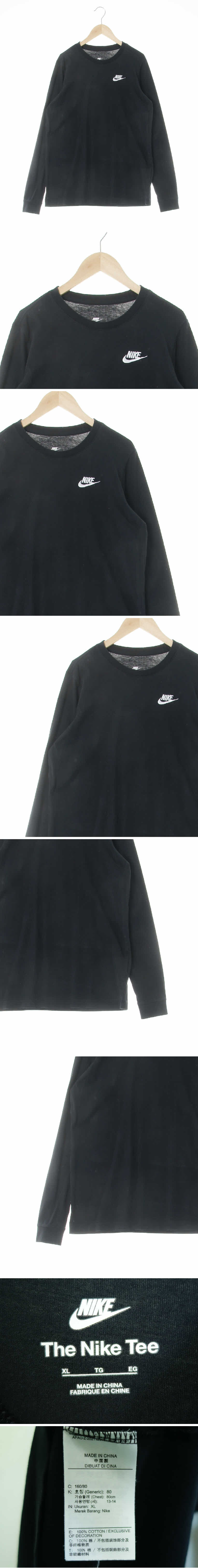 나이키 자수로고크루넥티셔츠 나이키 블랙 면 자수로고크루넥티셔츠