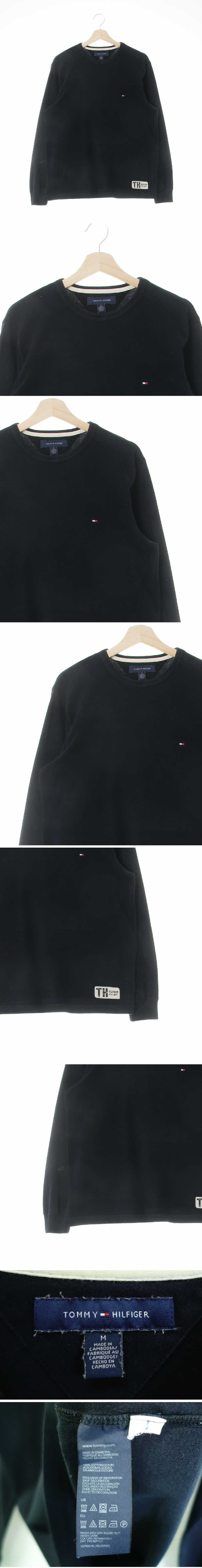 타미힐피거 자수로고크루넥티셔츠 타미힐피거 다크네이비 면 자수로고크루넥티셔츠