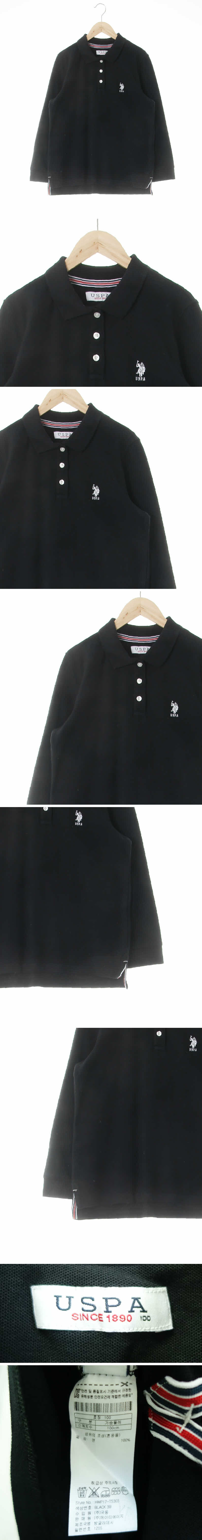 uspa 자수로고긴팔카라티 uspa 블랙 면 자수로고긴팔카라티