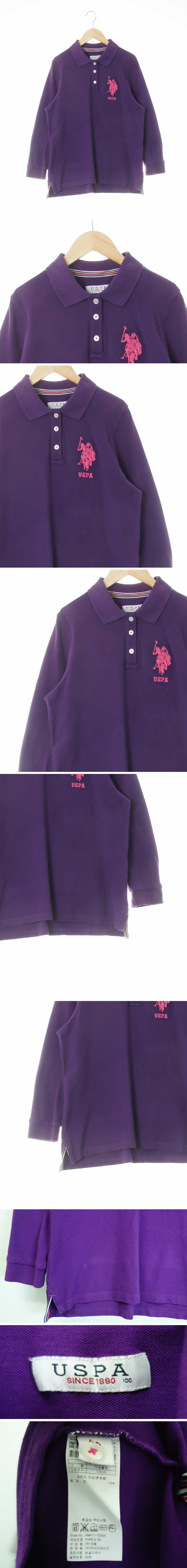 uspa 자수빅로고긴팔카라티 uspa 퍼플 면 자수빅로고긴팔카라티