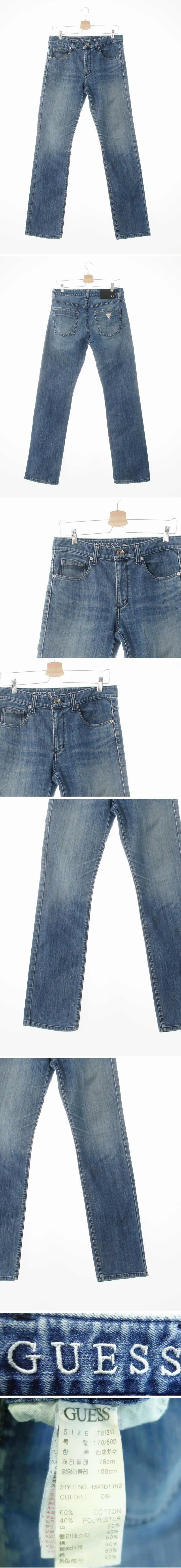 Guess 워시드스트레이트진 Guess 진청 데님 워시드스트레이트진