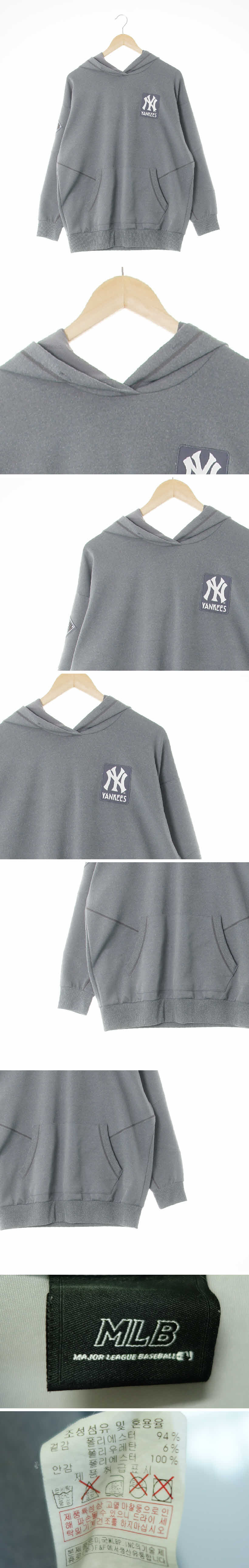 MLB 뉴욕양키즈패치라이트후드티 MLB 멜란지그레이 뉴욕양키즈패치라이트후드티