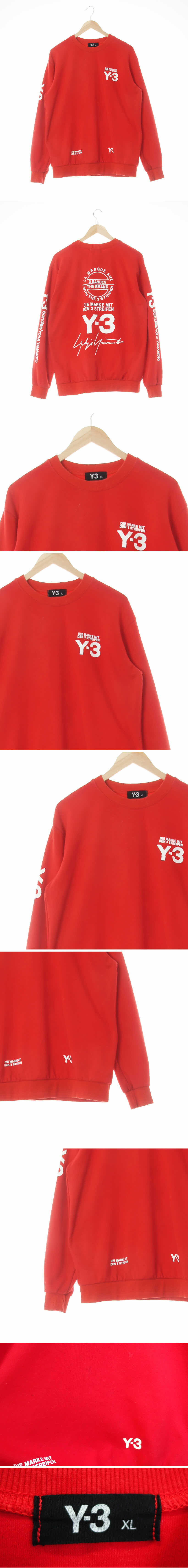 y-3 텍스트크루넥맨투맨 y-3 레드 프린팅 면혼방 텍스트크루넥맨투맨