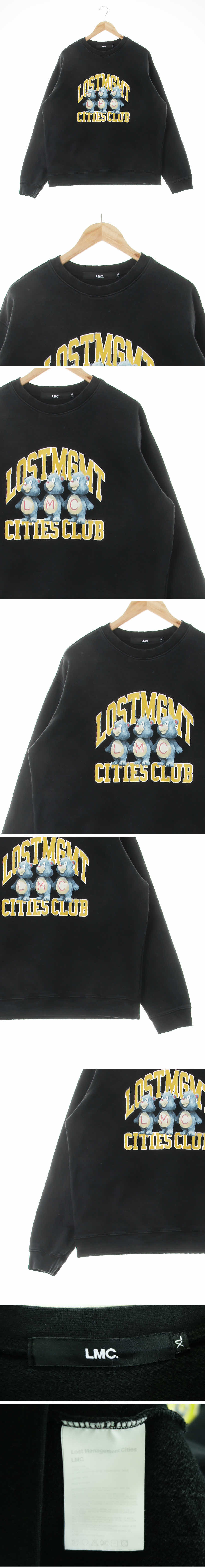 lmc 트리플캐릭터워싱루즈맨투맨 lmc 블랙 프린팅 면 트리플캐릭터워싱루즈맨투맨