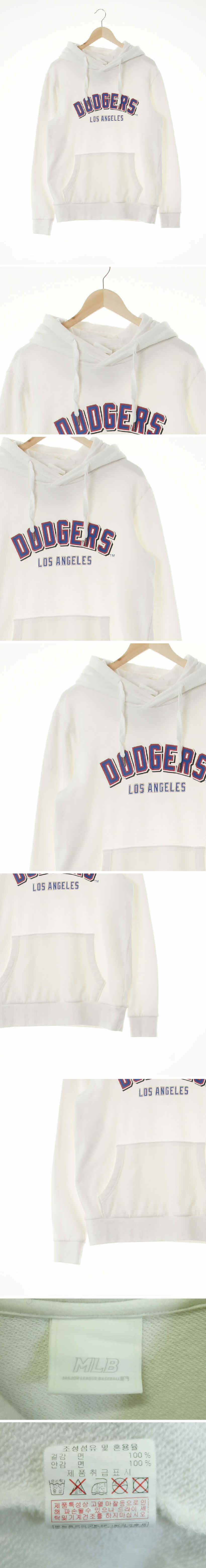 MLB 아이보리 프린팅 면 LA다저스텍스트후드티
