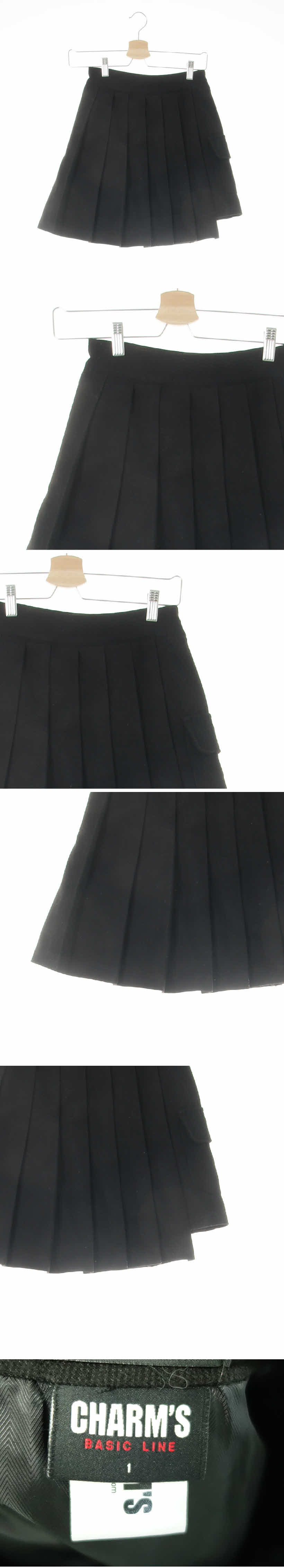charm's 플리츠랩스타일스커트 charm's 블랙 플리츠랩스타일스커트