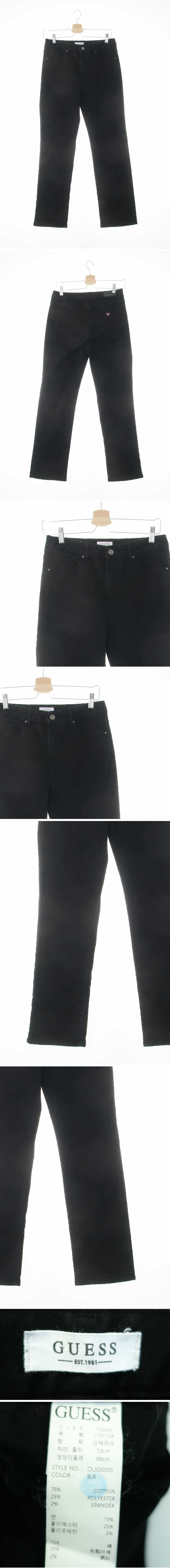 Guess 하이라이징크롭진 Guess 블랙 면혼방 하이라이징크롭진