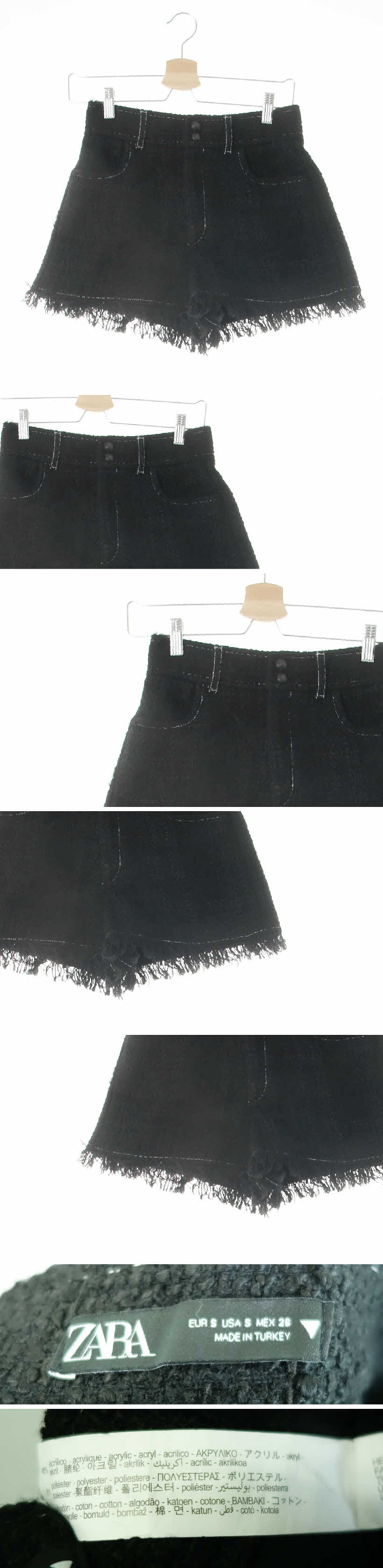 자라 트위드A라인수술팬츠 자라 블랙 면혼방 트위드A라인수술팬츠