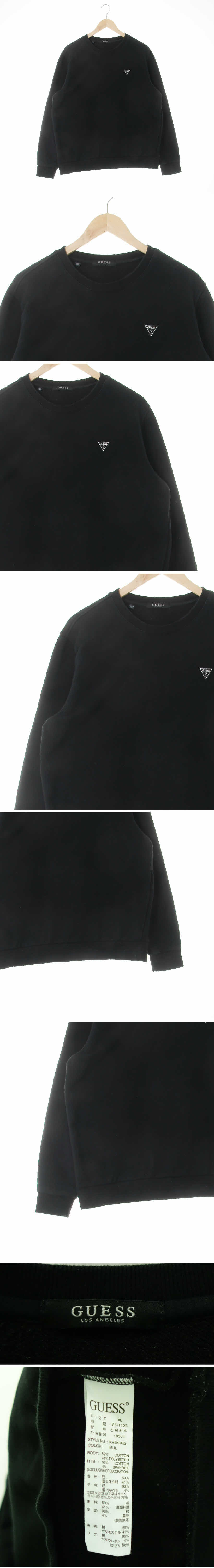 게스 패치로고스웨트셔츠 게스 블랙 면혼방 패치로고스웨트셔츠