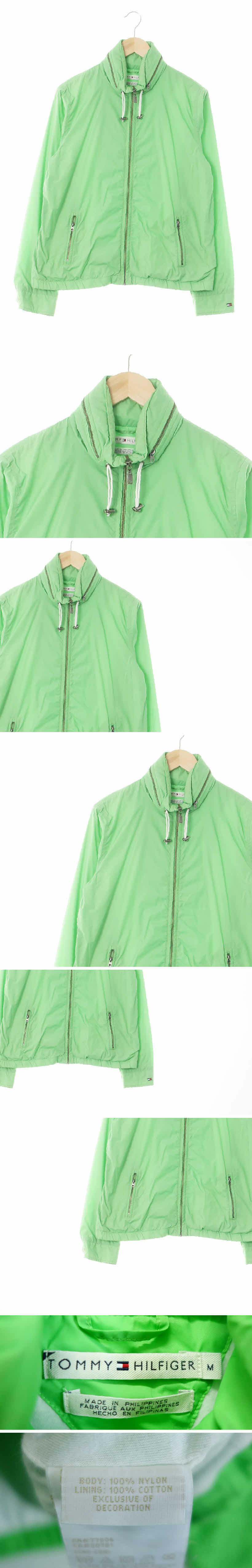 타미힐피거 내장후드경량바람막이점퍼 타미힐피거 라이트그린 나일론 내장후드경량바람막이점퍼
