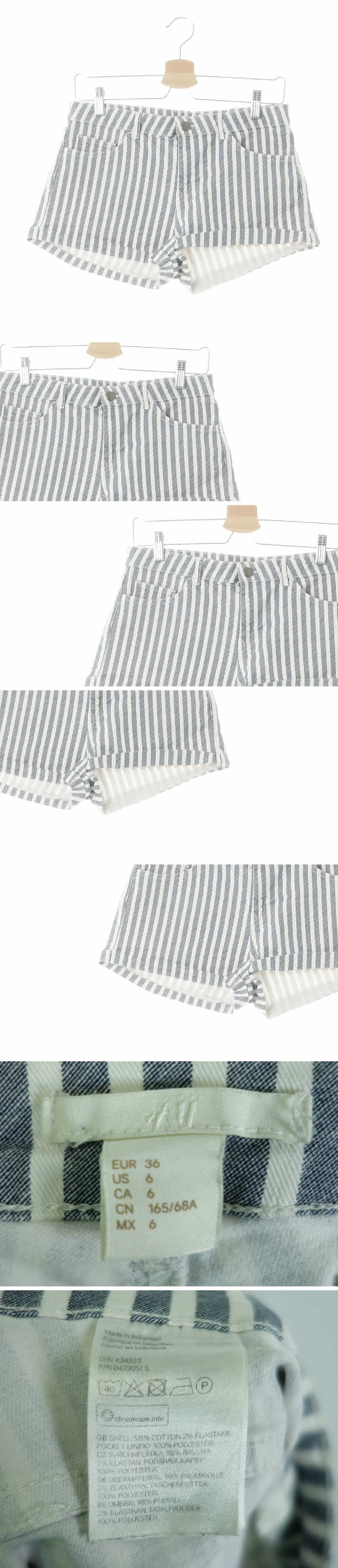 h&m 롤업마이크로팬츠 h&m 화이트그레이시애쉬그레이 스트라이프 면혼방 롤업마이크로팬츠