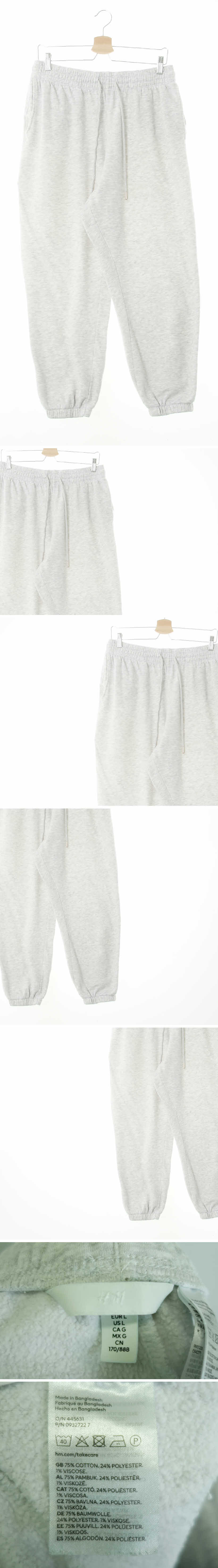 h&m 밴딩기모트레이닝조거팬츠 h&m 라이트그레이 면혼방 밴딩기모트레이닝조거팬츠