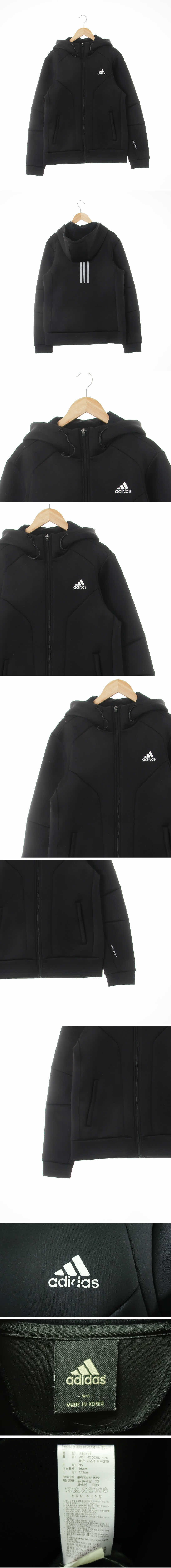 아디다스 하이넥절개네오플랜후드집업 아디다스 블랙 프린팅 하이넥절개네오플랜후드집업
