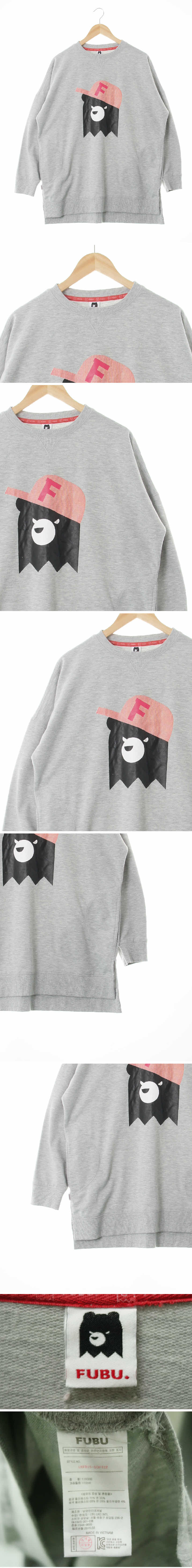 fubu 스냅백캐릭터박시맨투맨 fubu 그레이 프린팅 면혼방 스냅백캐릭터박시맨투맨