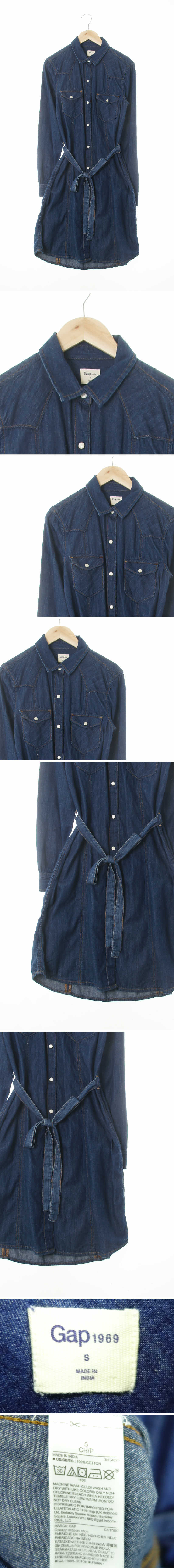 gap 허리묶음데님포켓원피스 gap 진청 데님 허리묶음데님포켓원피스