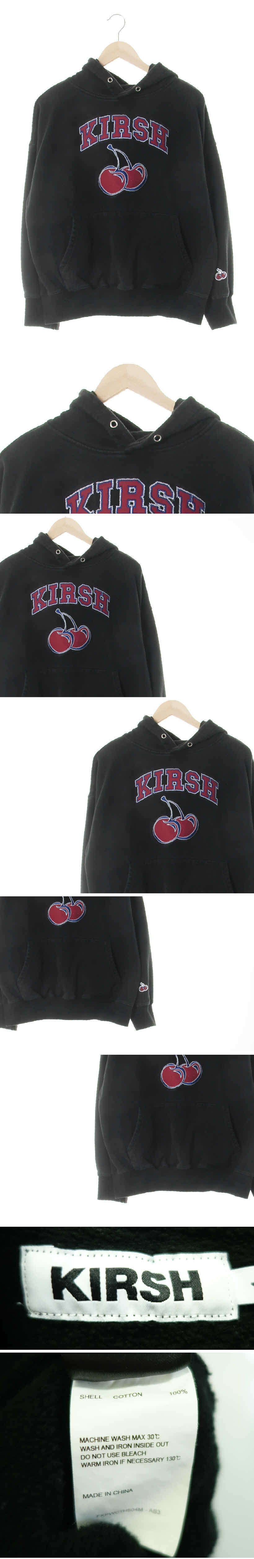 kirsh 체리후드티 kirsh 블랙 면 체리후드티