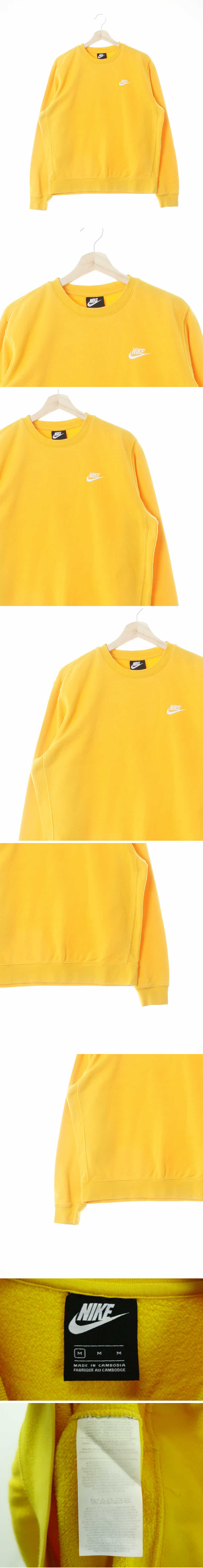 나이키 레몬크롬옐로우 면혼방 자수로고스웨트셔츠