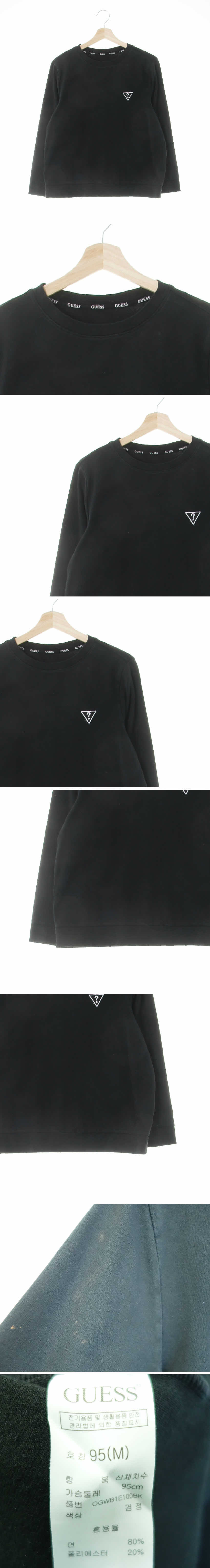 Guess 심볼패치라이트맨투맨 Guess 블랙 면혼방 심볼패치라이트맨투맨