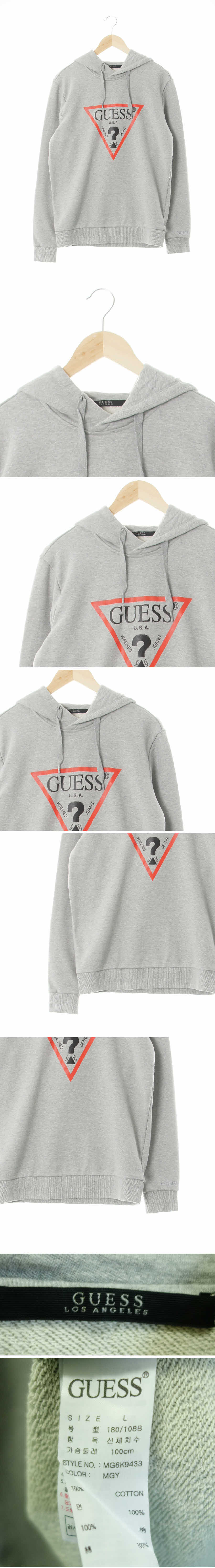 Guess 심볼센터빅로고후드티 Guess 멜란지그레이 프린팅 면 심볼센터빅로고후드티