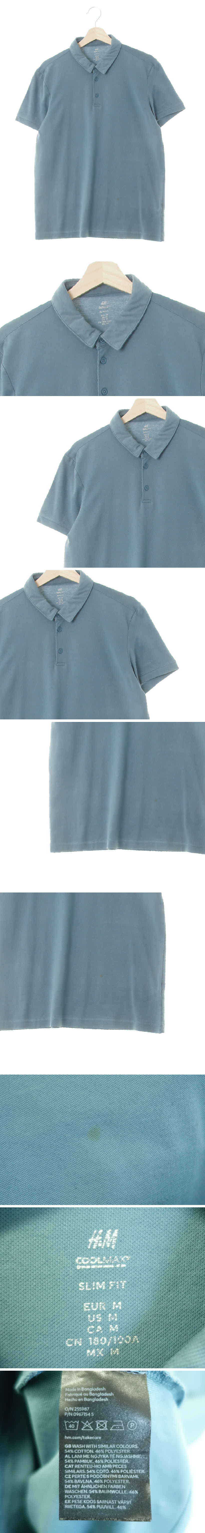 h&m 기능성PK반팔티 h&m 다크아틱그린 면혼방 기능성PK반팔티