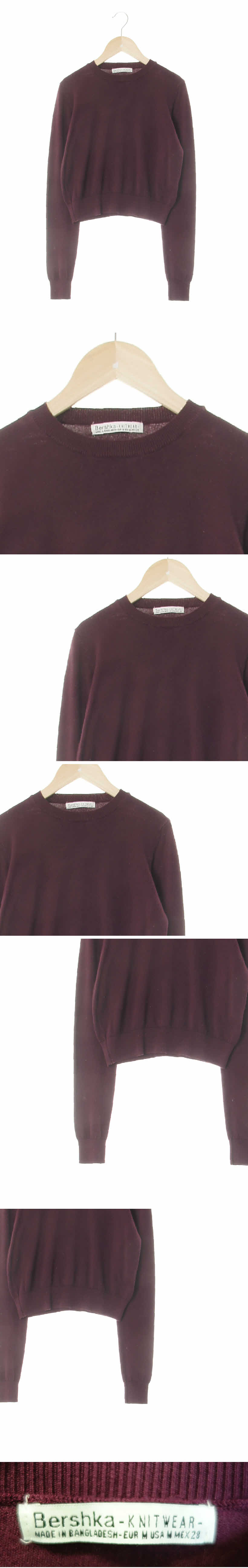 bershka 라운드넥숏니트 bershka 버건디 라운드넥숏니트