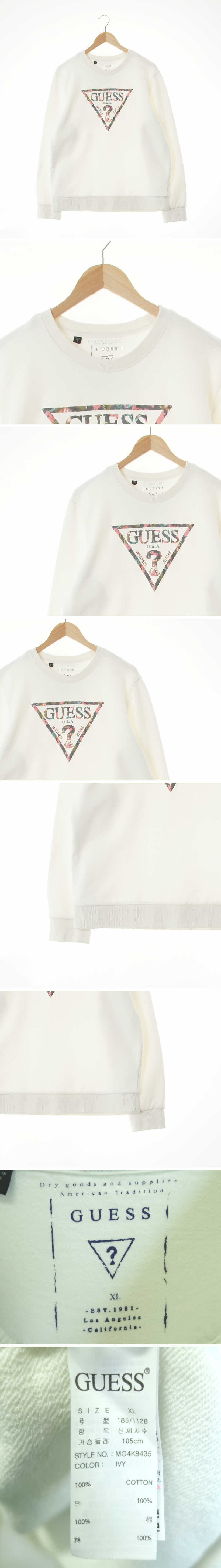 Guess 플라워빅로고맨투맨 Guess 아이보리 프린팅 면 플라워빅로고맨투맨