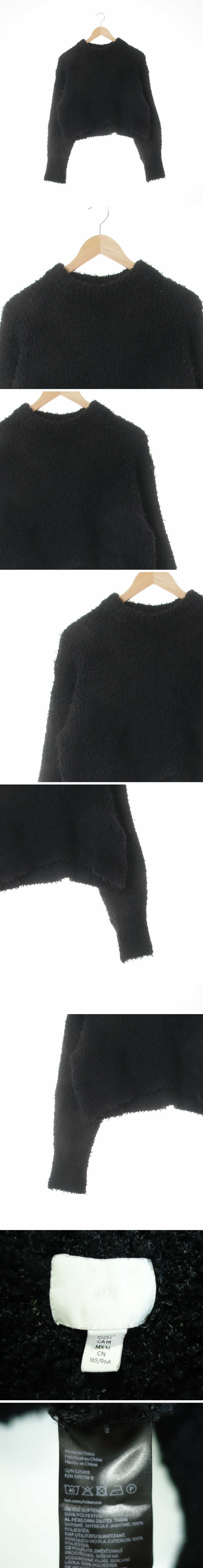 h&m 부클모크넥와이드크롭스웨터 h&m 블랙 부클모크넥와이드크롭스웨터