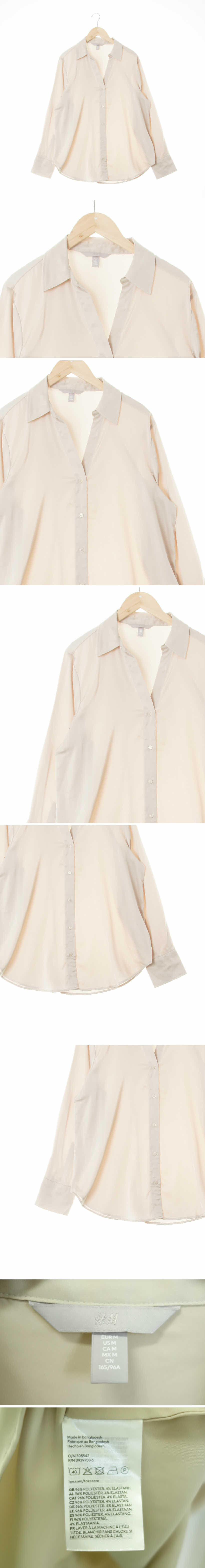 h&m 슬릿넥실켓블라우스 h&m 클라우드크림베이지 슬릿넥실켓블라우스