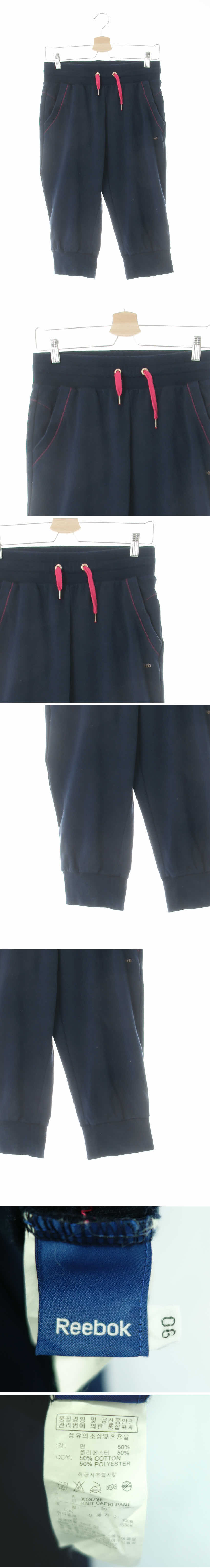리복 카프리트레이닝팬츠 리복 네이비 면혼방 카프리트레이닝팬츠