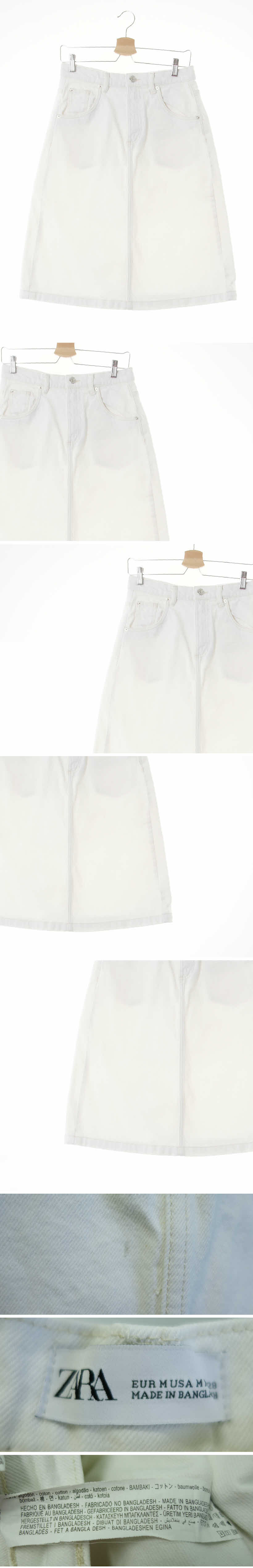 자라 미디청치마 자라 화이트 데님 미디청치마