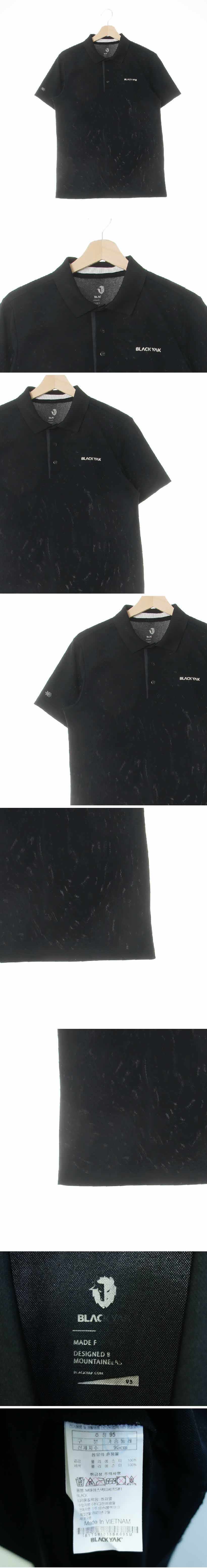 블랙야크 똑딱이버튼반팔카라티 블랙야크 블랙 프린팅 똑딱이버튼반팔카라티