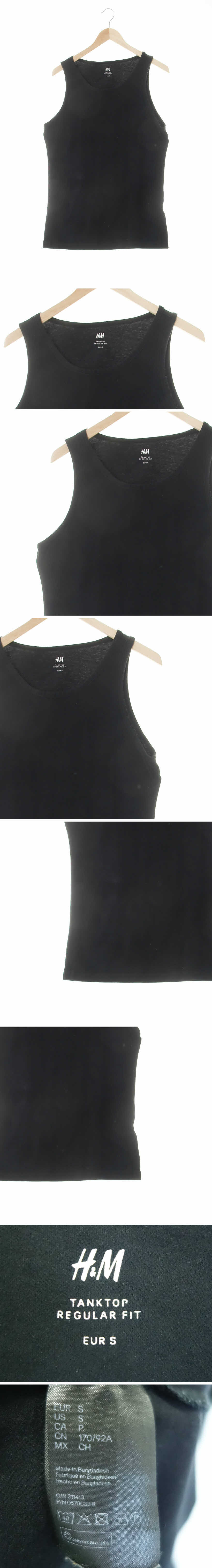 h&m 블랙 면혼방 유넥탱크탑