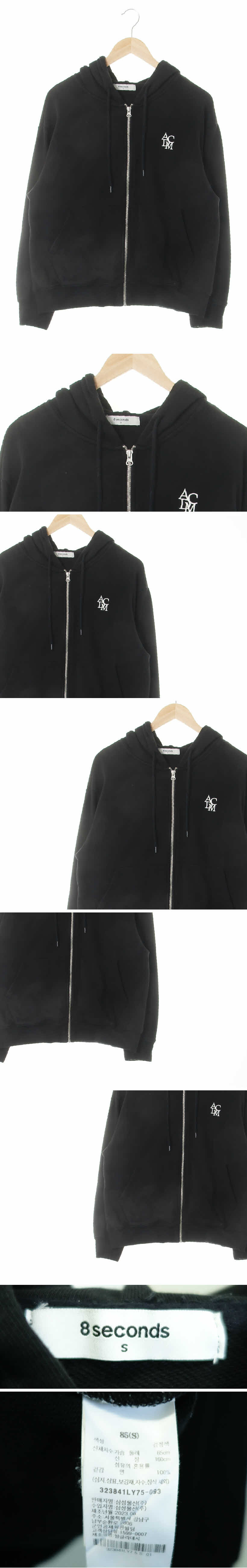 에잇세컨즈 acdm자수후드점퍼 에잇세컨즈 블랙 면혼방 acdm자수후드점퍼