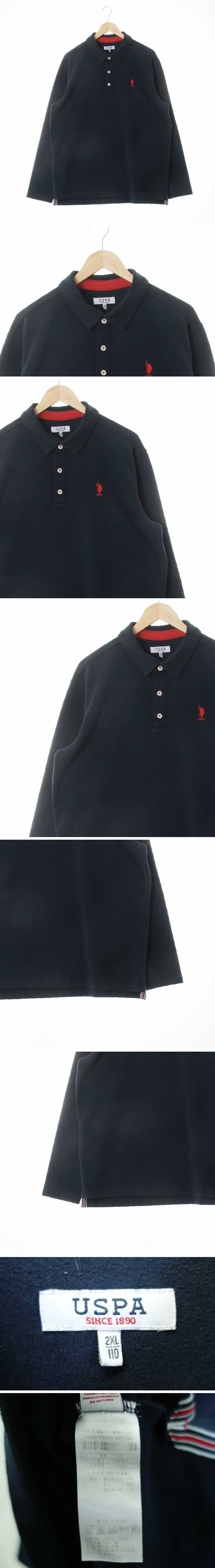 uspa 자수로고웜카라티 uspa 네이비 면혼방 자수로고웜카라티