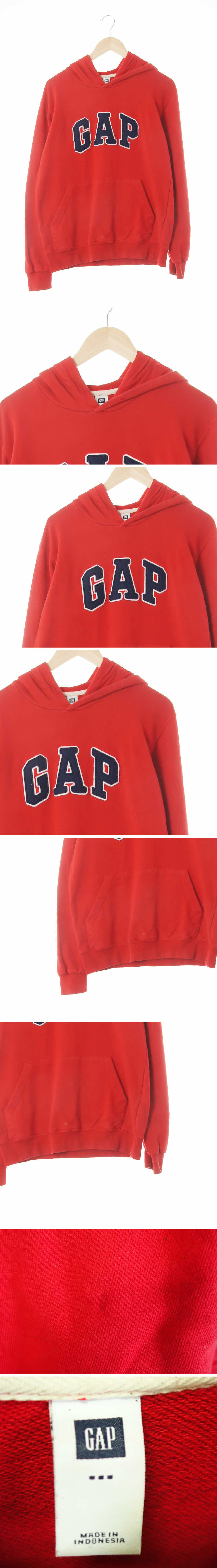 gap 레드 면혼방 펠트로고빅패치후드티