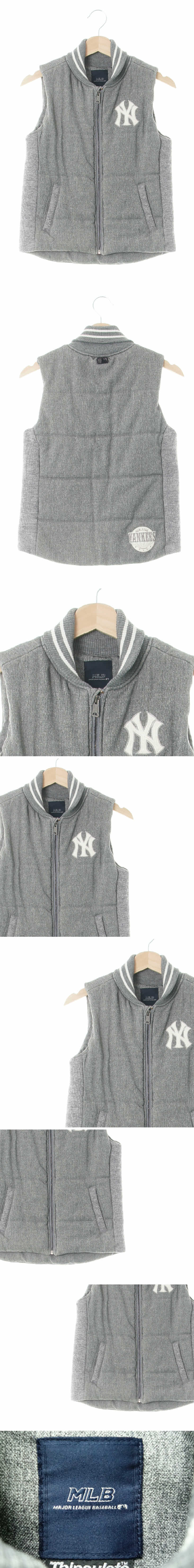 MLB 레더뉴욕양키즈로고조끼패딩 MLB 차콜 레더뉴욕양키즈로고조끼패딩