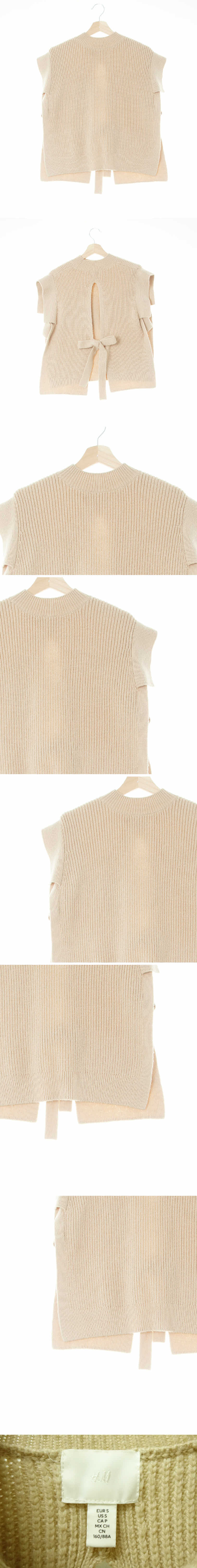 h&m 모크넥백슬릿리본니트베스트 h&m 베이지 모크넥백슬릿리본니트베스트